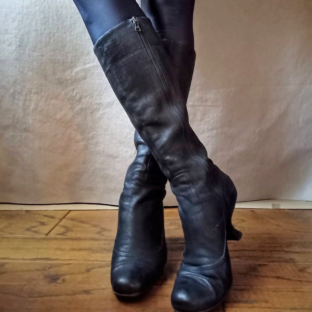 Prada black knee-high boots size EU 39.5, US 9